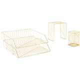 U Brands Metal Desk Organization Kit Vena Collection Cup Sort and 2 Trays Included Gold (3940u00-01)
