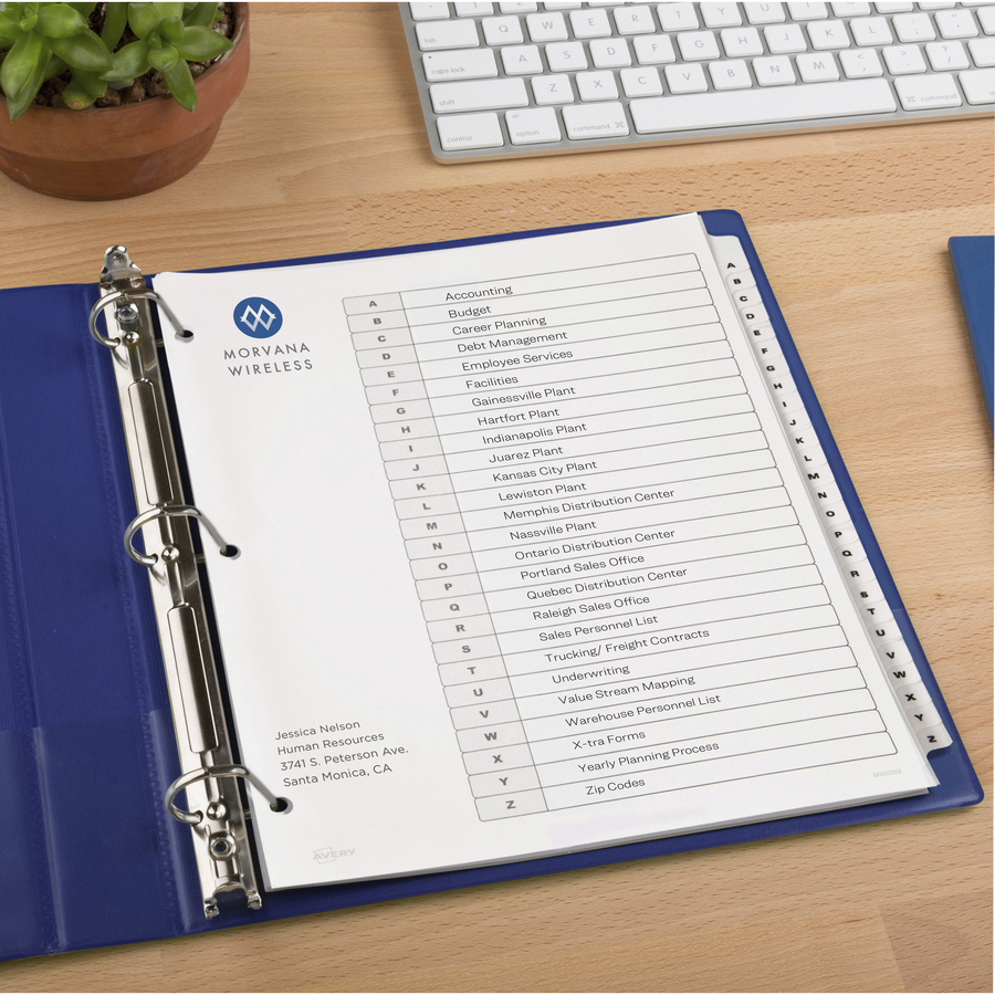 Avery&Reg a-Z Black & White Table of Contents Dividers