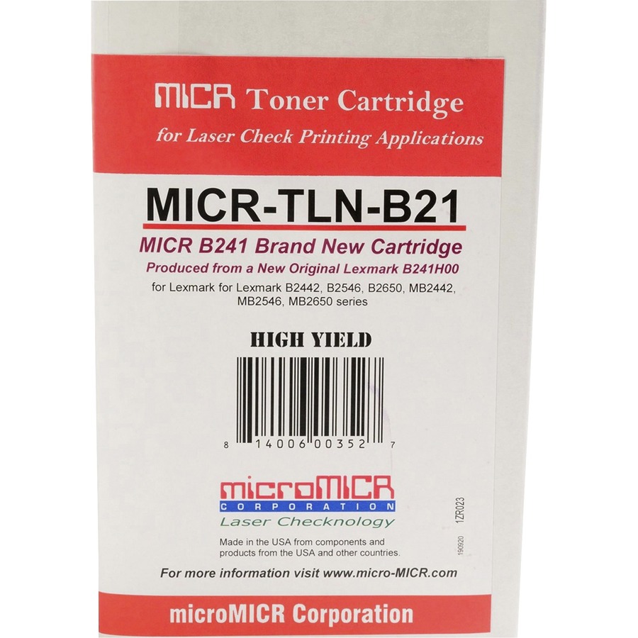 Micromicr Micr Standard Yield Laser Toner Cartridge - Alternative for Lexmark B241h00 - Black - 1 Each