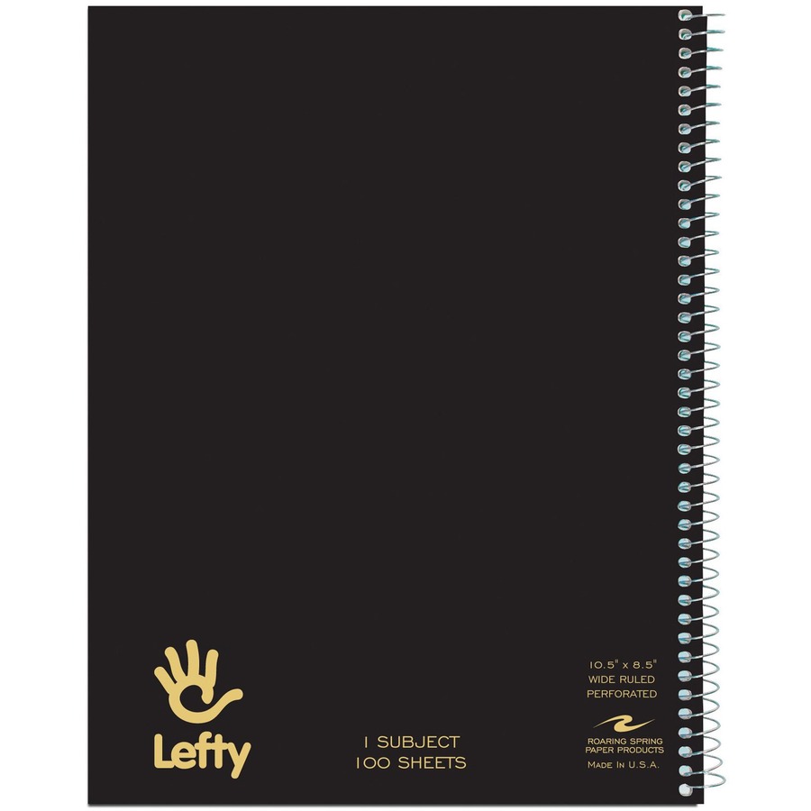 Roaring Spring Lefty Subject Wide Ruled Left Handed Spiral Notebook