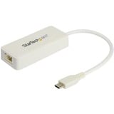 Startechcom Usb C to Gigabit Ethernet Adapter with Usb a Port - White 1gbps Nic Usb 3031 Type C to Rj45 Portlan Network Adapter Tb3