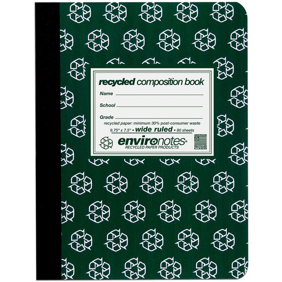 Roaring Spring Environotes Wide Ruled Recycled Composition Book with Sustainable Paper