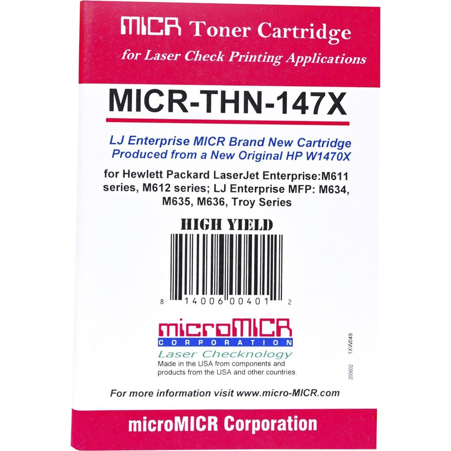 Micromicr Micr High Yield Laser Toner Cartridge - Alternative for Hp 147x - Black - 1 Each