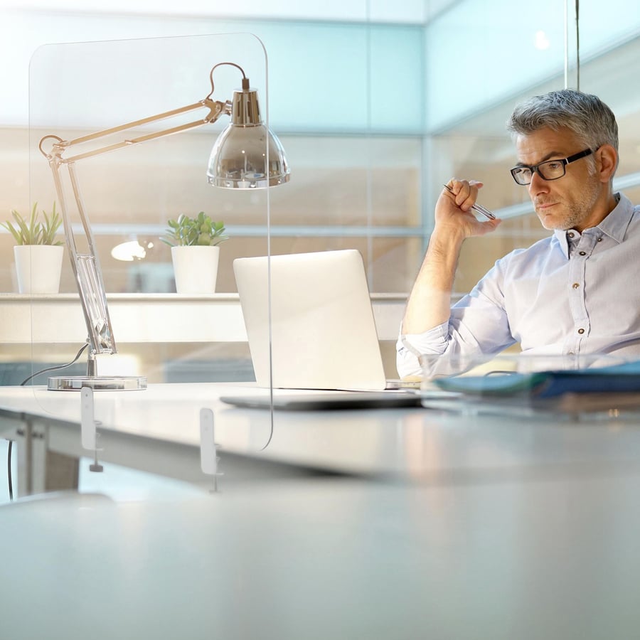 Bi-Silque Frameless Glass Desktop Barrier