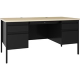 Lorell Fortress Maple Top Double-Pedestal Desk