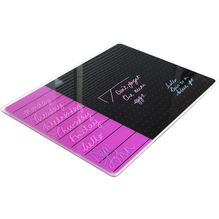 Viztex Glacier Violet & Black Plan & Grid Glass Dry Erase Board - 17 X 23