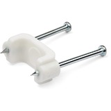 Startechcom 100 Pack Cable Clips with Nails - Two Steel Nails - Reusable Nail-in Clamps - Cord Mounting Clipsfastenerstacks White - Taa