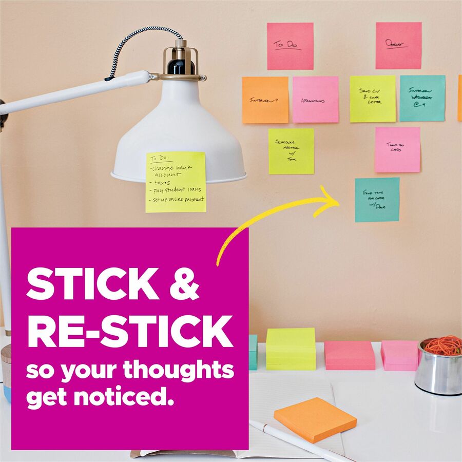 Post-It&Reg Super Sticky Dispenser Notes - Supernova Neons Color Collection