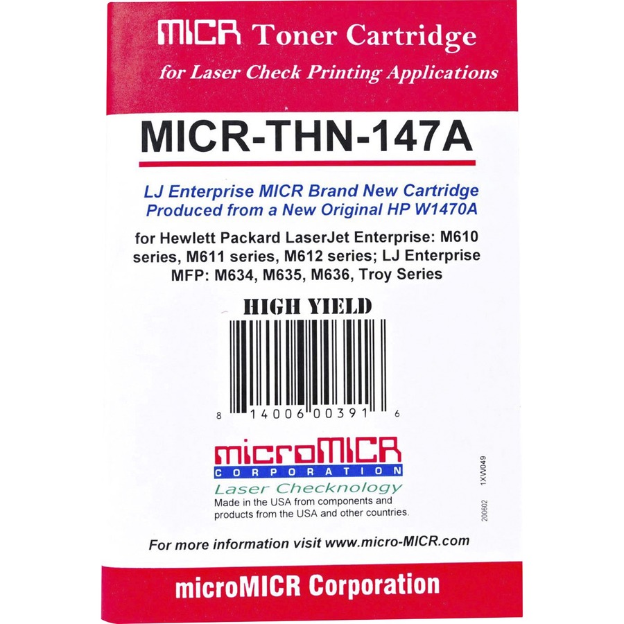 Micromicr Micr Standard Yield Laser Toner Cartridge - Alternative for Hp 147a - Black - 1 Each