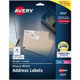 Avery&Reg Return Address Labels with Sure Feed&Reg and Easy Peel&Reg Technology Glossy White Labels 23 X 1-34 Permanent Adhesive Laser Only 600 Glossy Labels (6523)