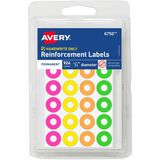 Avery&Reg Reinforcement Labels 14 Diameter Permanent Adhesive Assorted Neon Colors Non-Printable 924 Page Reinforcement Stickers Total (6750)