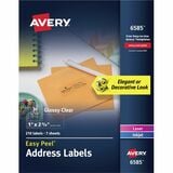 Avery&Reg Glossy Clear Address Labels Sure Feed&Reg Technology Laserinkjet 1 X 2-58 210 Labels (6585)