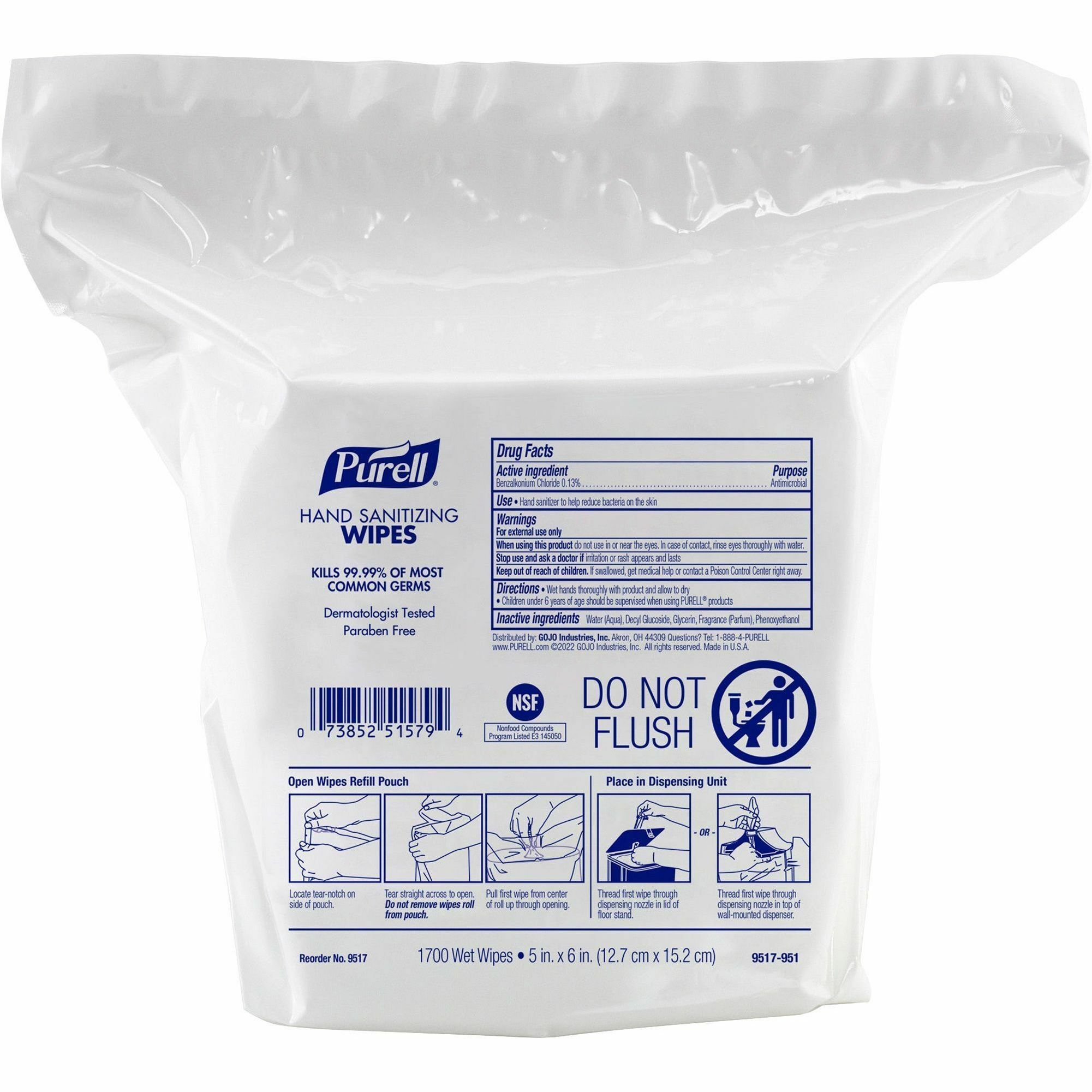 Purell&Reg Refill Pouch Hand Sanitizing Wipes