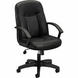 Hon High-Back Executive Chair Center-Tilt Fixed Arms Black Softhread Leather