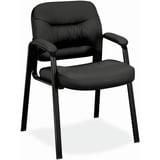 Hon Charge Guest Chair Fixed Arms Black Softhread Leather
