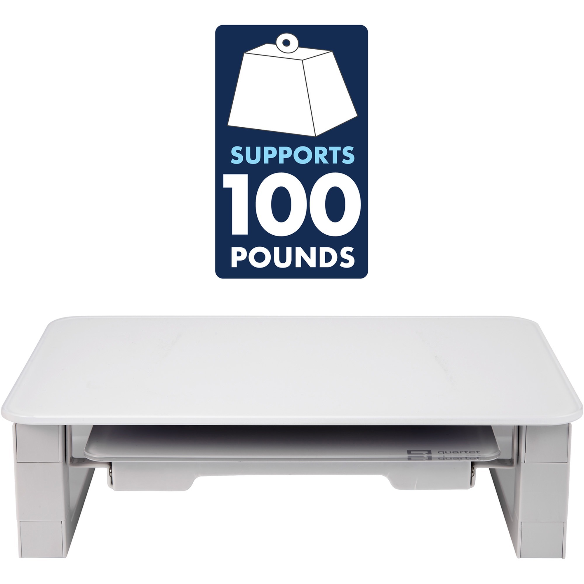 Quartet Monitor Riser with Glass Dry-Erase Board Desktop