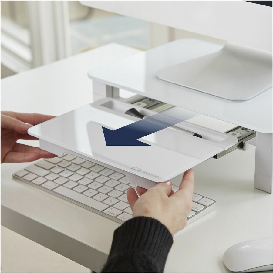 Quartet Monitor Riser with Glass Dry-Erase Board Desktop