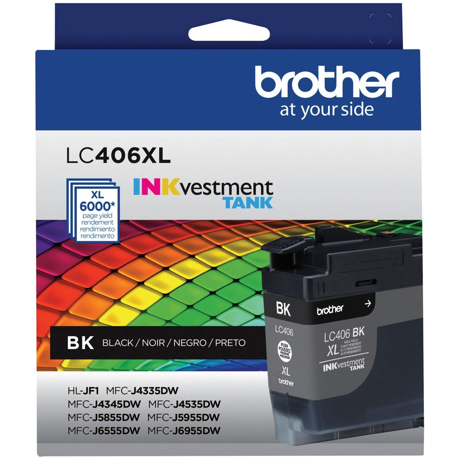 Brother Inkvestment Lc406xlbk Original High Yield Inkjet Ink Cartridge - Single Pack - Black - 1 Each