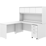 Bush Business Furniture Studio C 72w X 30d L Shaped Desk with Hutch Mobile File Cabinet and 42w Return