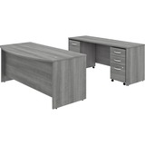 Bush Business Furniture Studio C 72w X 36d Bow Front Desk and Credenza with Mobile File Cabinets