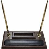 Dacasso Walnut & Leather Double Pen Standcell Phone Holder