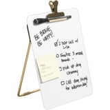 U Brands Glass Dry-Erase Desktop Easel Tempered Glass Gold Metal Stand Removable Clip