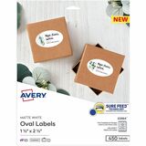 Avery&Reg Easy Peel Oval Labels 22564 2-12&Quotw X 1-12&Quotd White Pack of 450