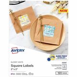Avery&Reg Printable Square Labels 22565 2&Rdquow X 2&Rdquod Glossy White Pack of 120 Labels