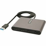 Startechcom Usb 30 to 4 Hdmi Adapter External Graphics Card 1080p Usb Type-a to Quad Hdmi Monitor Display Adapterconverter Windows