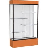 Waddell Lighted Floor Case White Back W Dark Bronze Frame & Colored Base