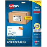 Avery&Reg Printable Blank Shipping Labels 25 X 4 White 200 Labels Inkjet Printer Permanent Adhesive (5815)