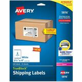 Avery&Reg Printable Blank Shipping Labels 25 X 4 White 200 Labels Laser Printer Permanent Adhesive (5816)
