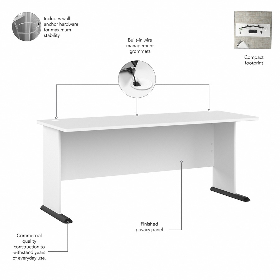 Bush Business Furniture Studio a 72w Computer Desk with 3-Drawer Mobile File Cabinet - Image 3