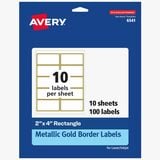 Avery&Reg Matte White Shipping Labels with Metallic Gold Borders 2 X 4 100 Blank Shipping Labels (6541)