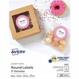 Avery&Reg Glossy White Labels 3 Round 60 Labels (22891)