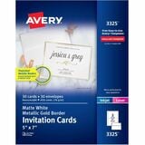 Avery&Reg Invitation Cards with Metallic Gold Borders