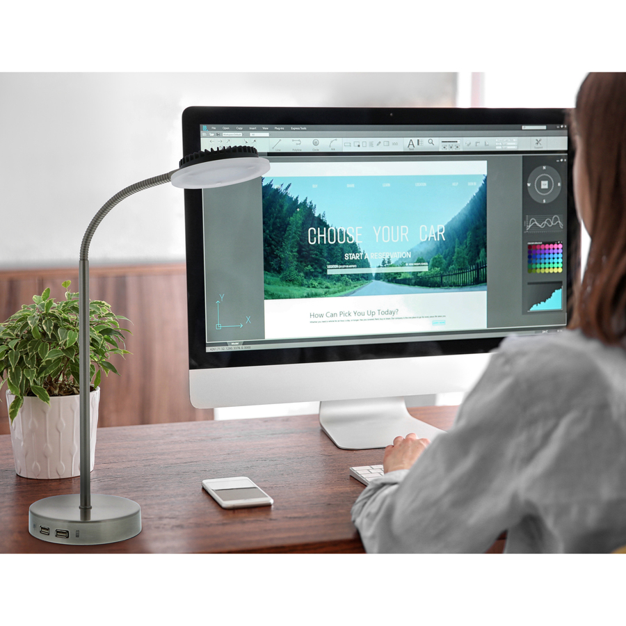 Bostitch Adjustable Usb Desk Lamp Gray