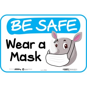 Tabbies WEAR A MASK Rhino Wall Safety Decal