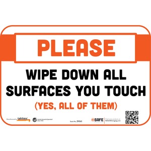 Tabbies PLEASE WIPE DOWN SURFACES Wall Decal