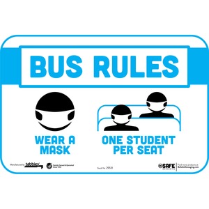 Tabbies BUS RULES MASK/STUDENT SEAT Safety Decal