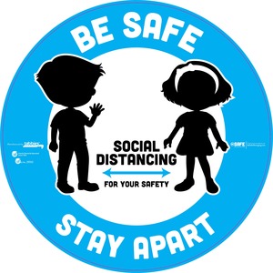 Tabbies BE SAFE STAY APART Education Floor Decal