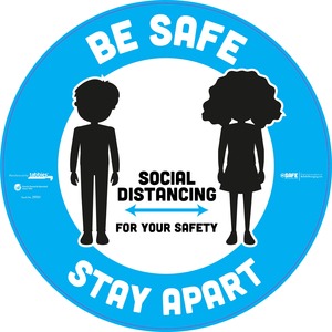 Tabbies BE SAFE STAY APART Education Floor Decal