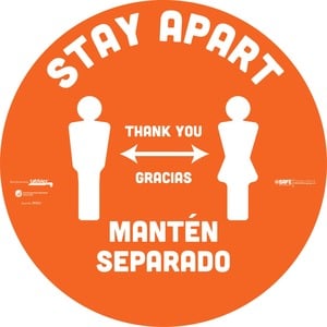Tabbies STAY APART Messaging Bilingual Floor Decal