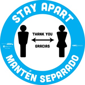 Tabbies STAY APART Messaging Bilingual Floor Decal