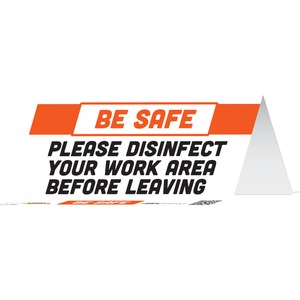 Tabbies PLEASE DISINFECT AREA Message Table Tent