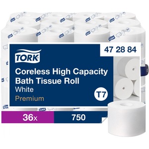 TORK Coreless High-Capacity Toilet Paper Roll White T7