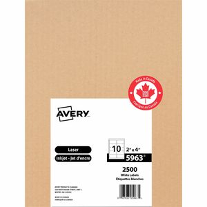 Avery&reg; Shipping Labels, Sure Feed&reg;, 2" x 4" , 2,500 Labels (5963)
