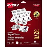 Avery&reg; Printable Magnet Sheets, 8.5" x 11" , 5 Sheets (3270)