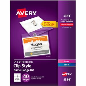 Avery&reg; Garment-Friendly Clip-Style Name Badges