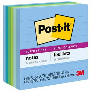 Post-it&reg; Super Sticky Lined Notes - Oasis Color Collection